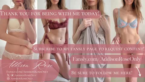 Addison Rose  I am currently away for the holiday weekend. Streams start again on 1242024. Enjoy the holiday online show from January 31, 6:02 am