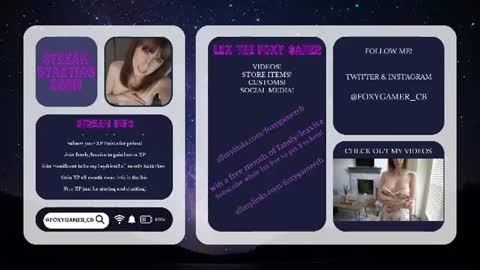 Lex Vive foxygamer cb online show from July 8, 12:58 am